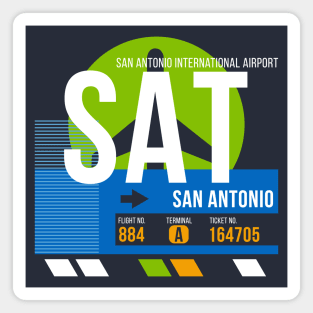 San Antonio (SAT) Airport // Retro Sunset Baggage Tag Magnet